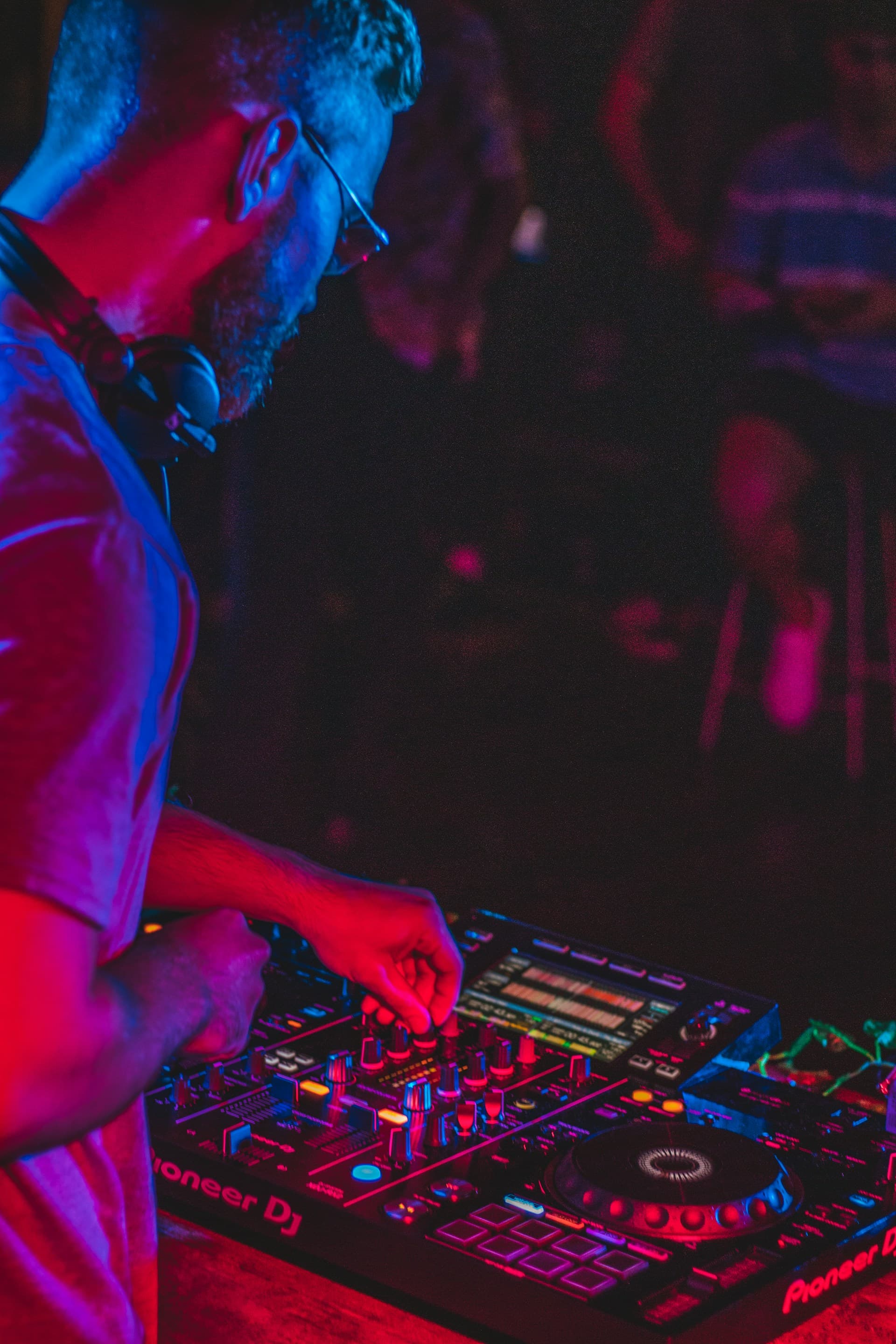 DJ performing a live set at a hospitality event