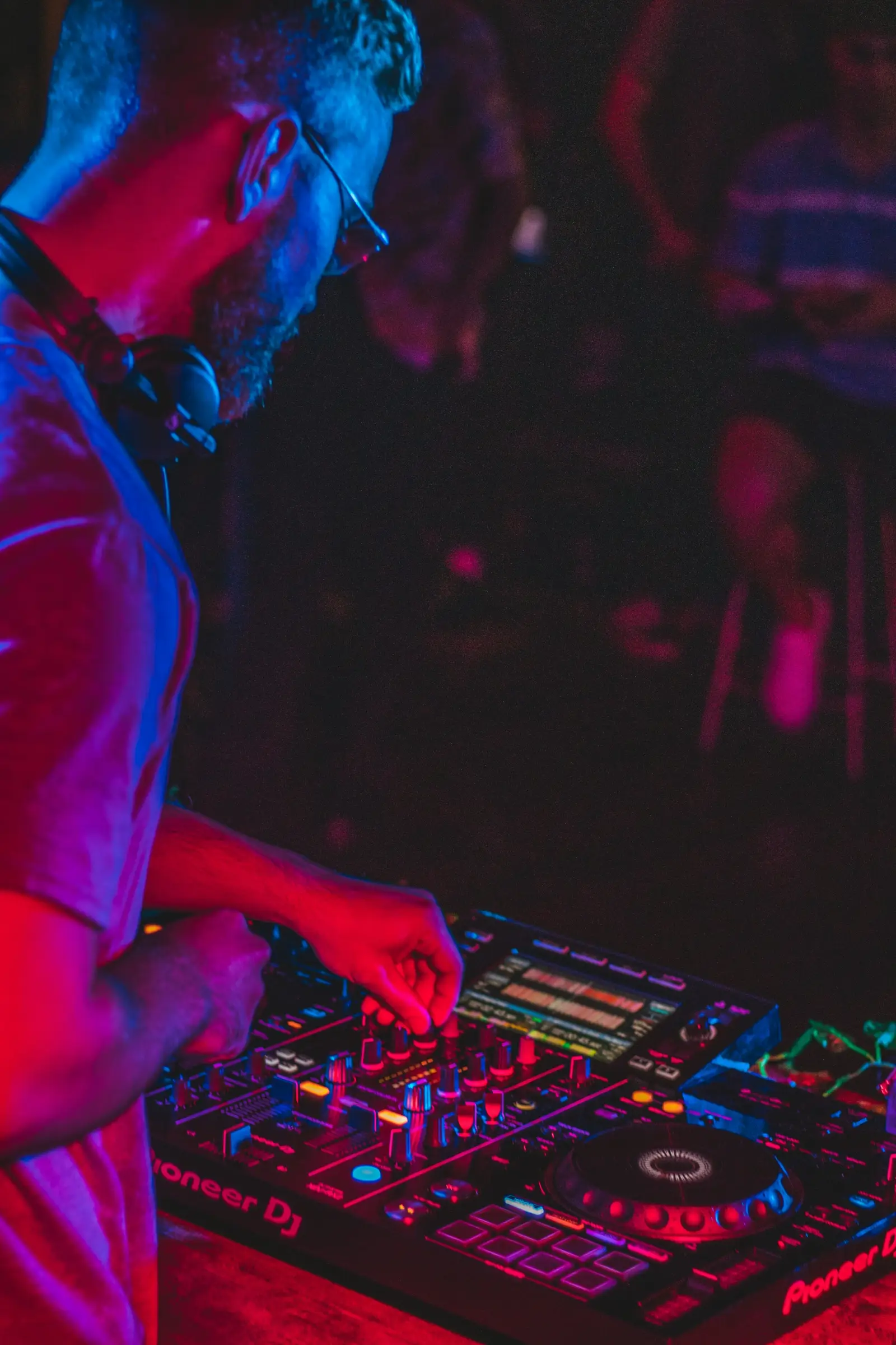 DJ performing a live set at a hospitality event